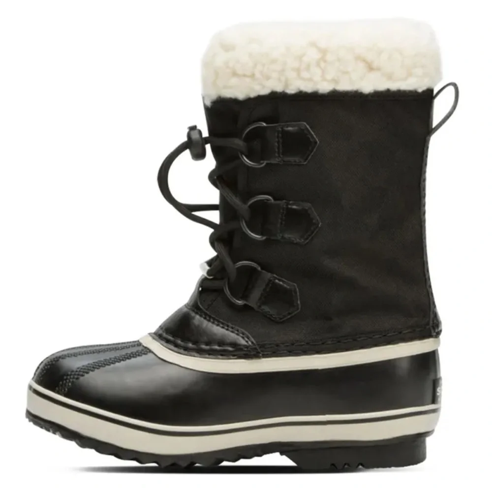 Sorel Black and Cream Yoot Pac Lace-Up Waterproof Boots